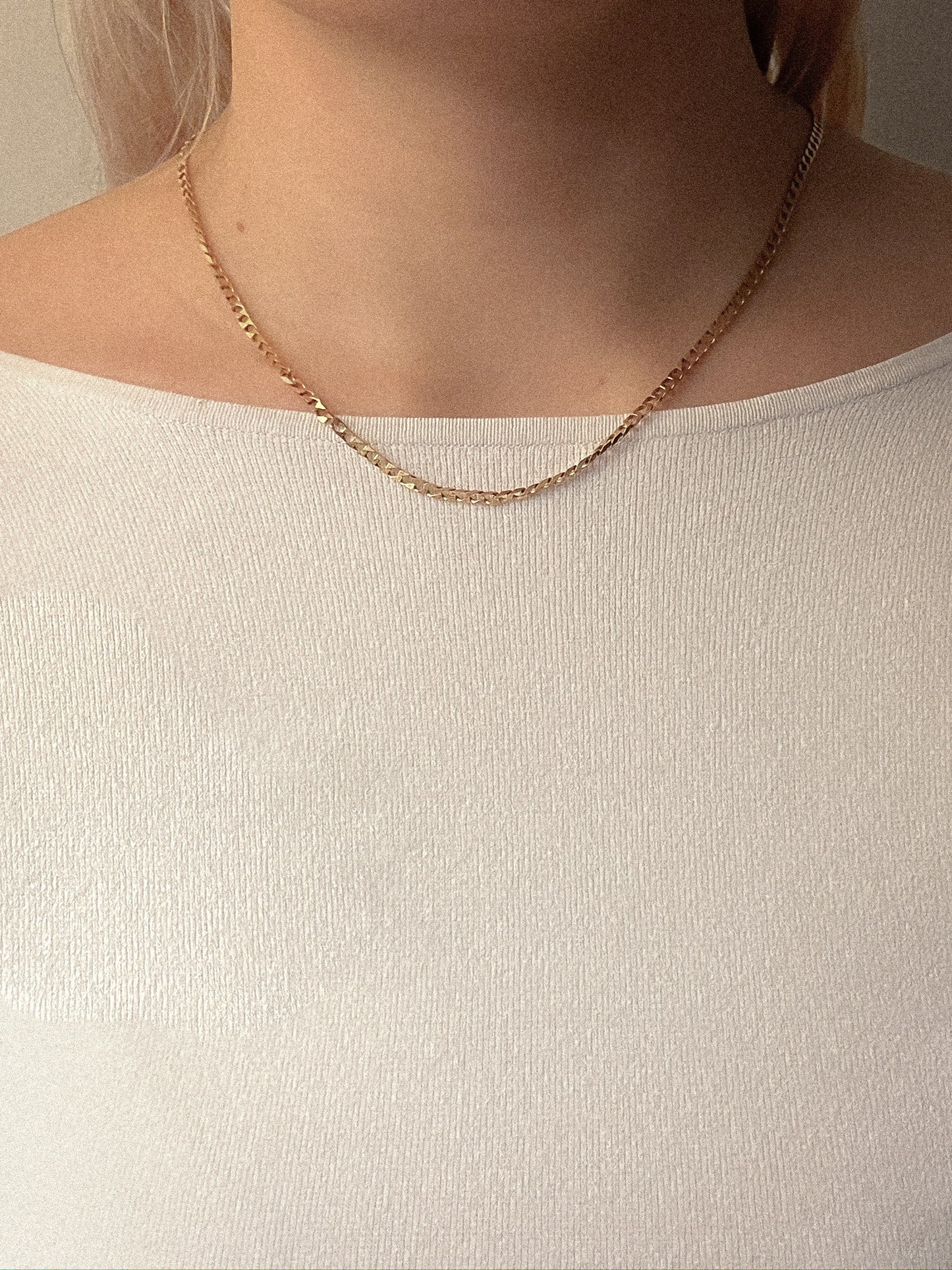 Vintage Gold Flatlink Chain Necklace