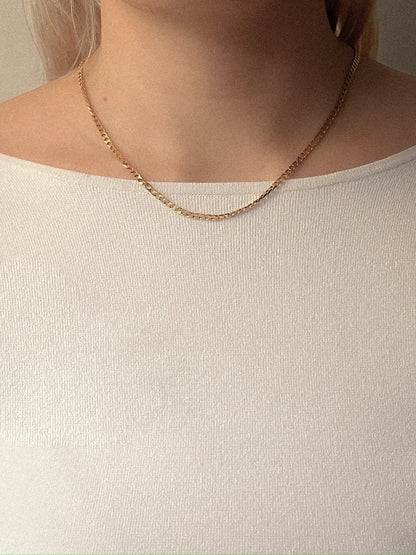 Vintage Gold Flatlink Chain Necklace