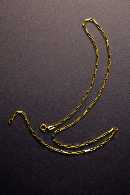 Vintage Gold Box Link Chain Necklace