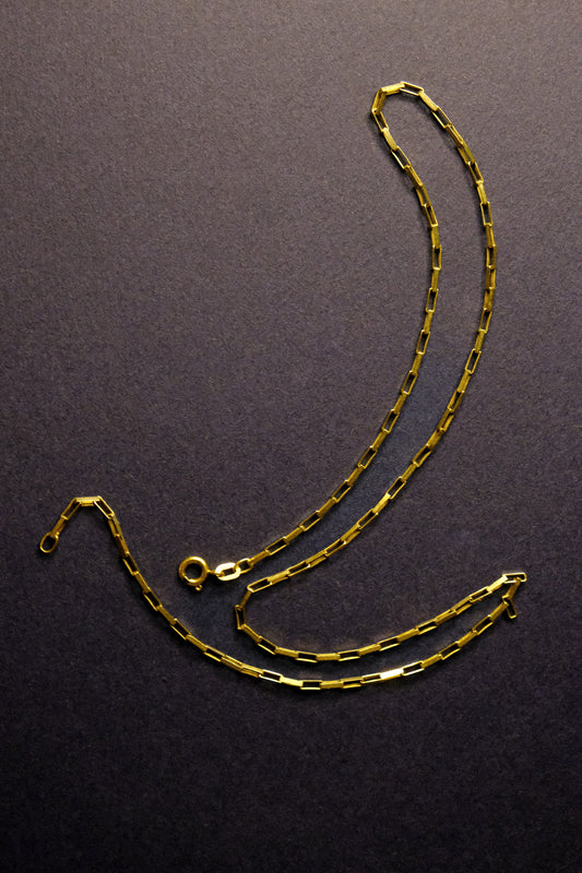 Vintage Gold Box Link Chain Necklace