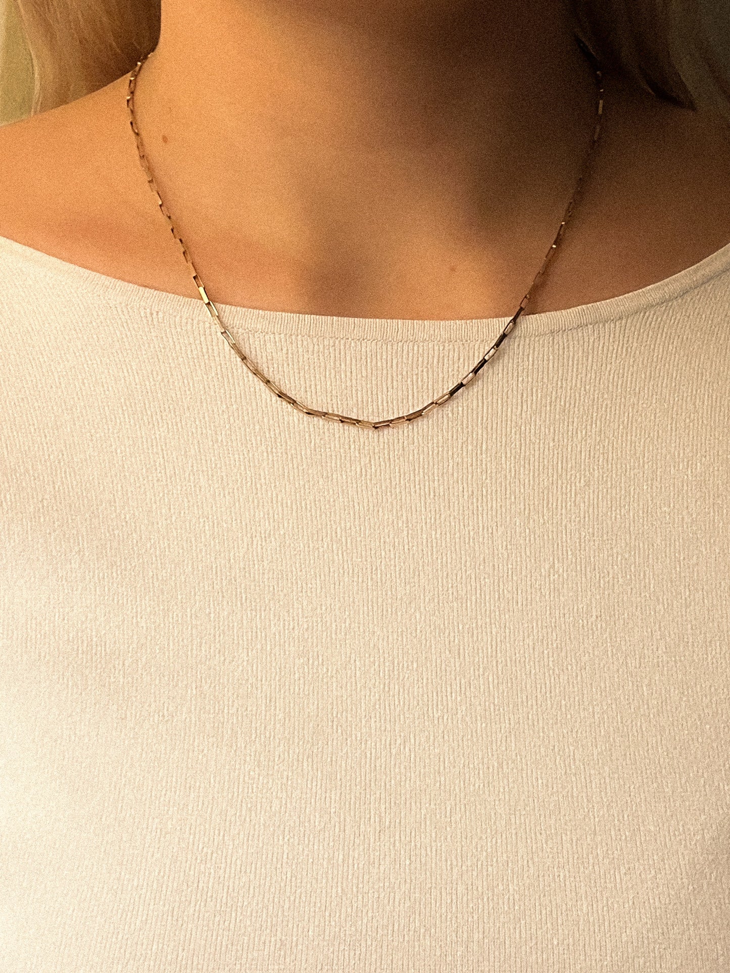 Vintage Gold Box Link Chain Necklace