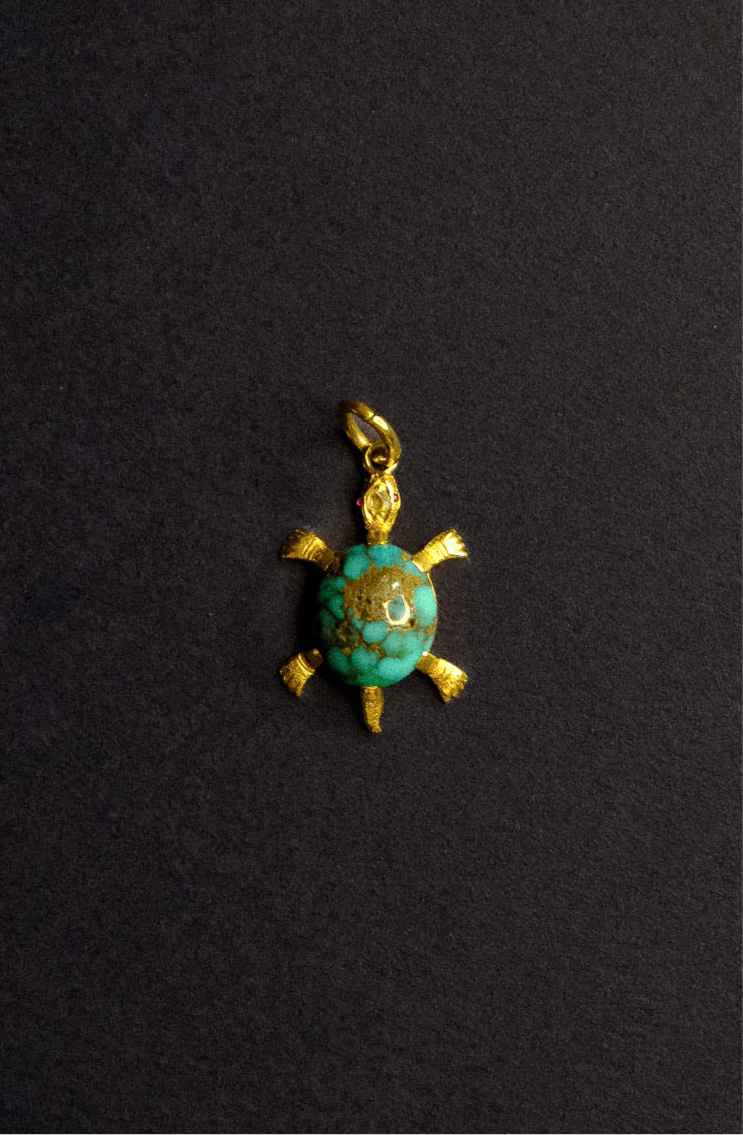 Vintage Turquoise Turtle Charm Pendant