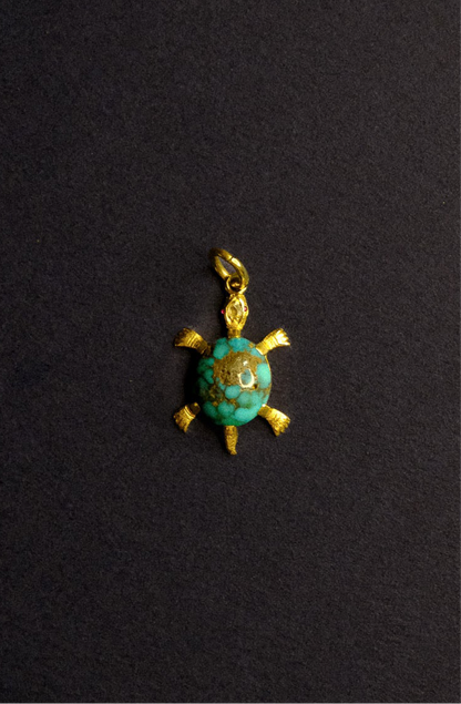 Vintage Turquoise Turtle Charm Pendant
