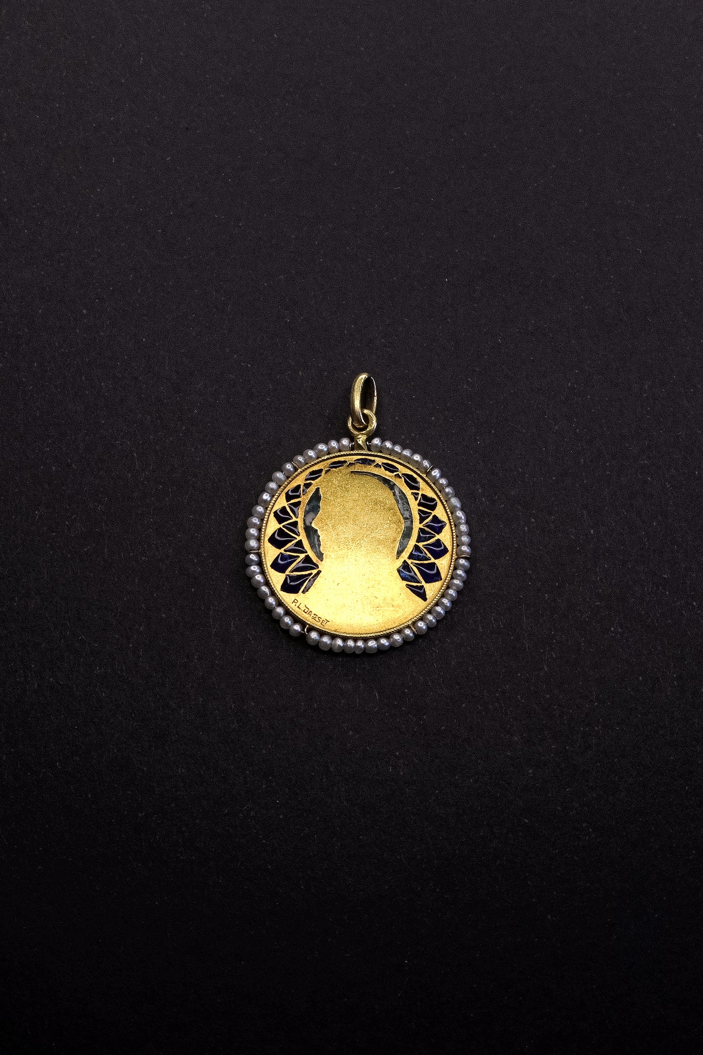 French 19th-Century Plique-à-Jour Pendant by P.L. Dasset