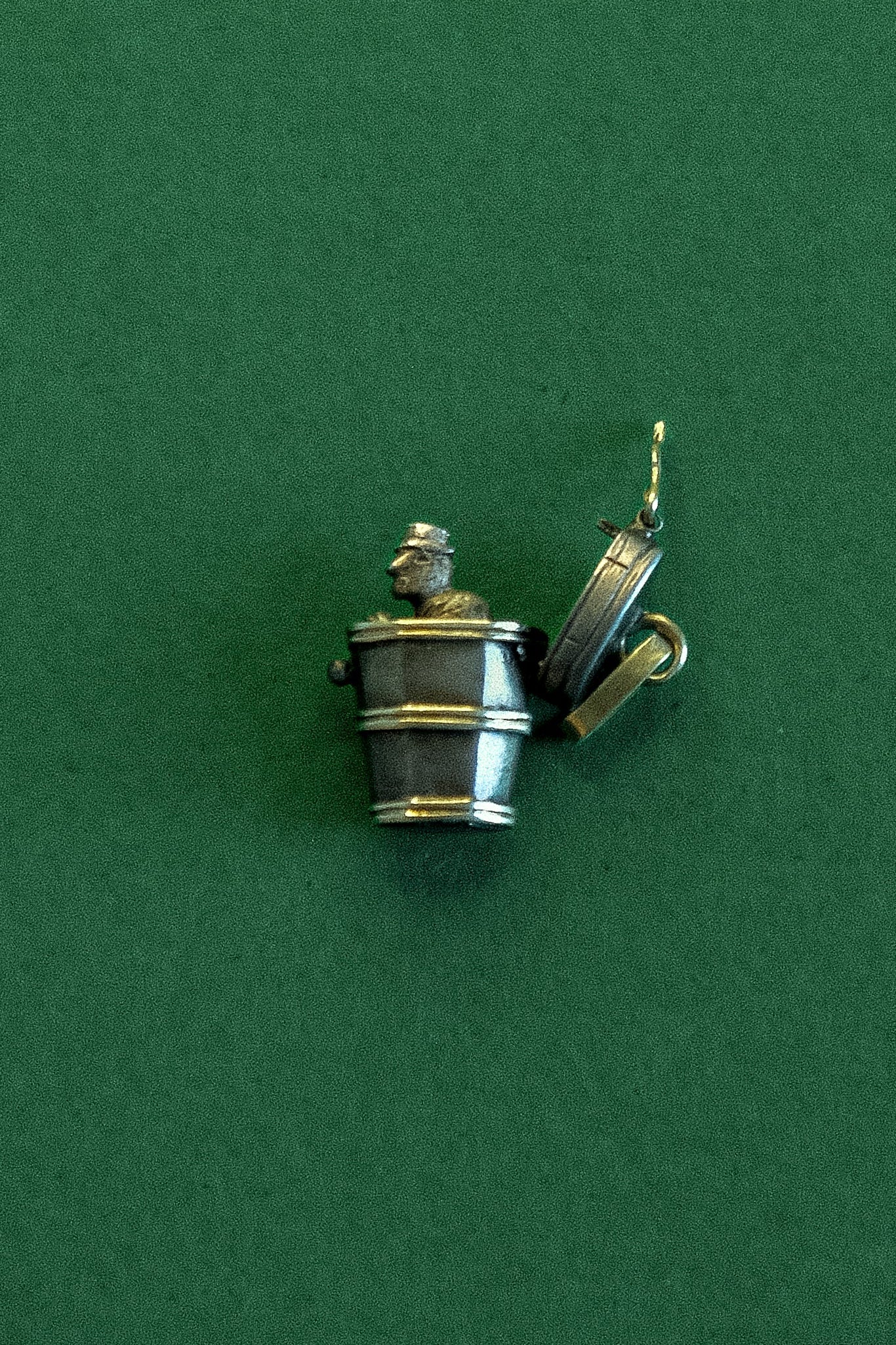 Victorian Silver & Gold Articulated “Man in a Barrel” Charm