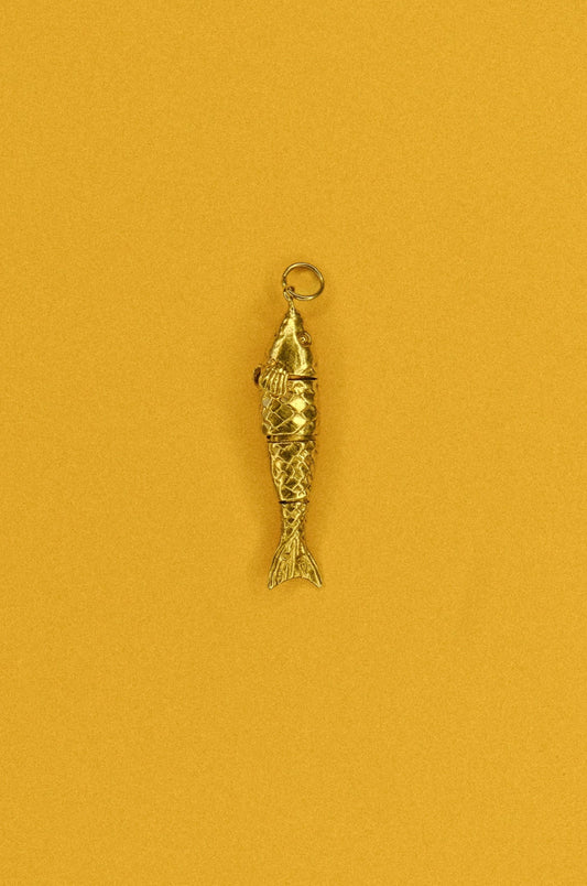 Antique Lucky Fish Charm Necklace