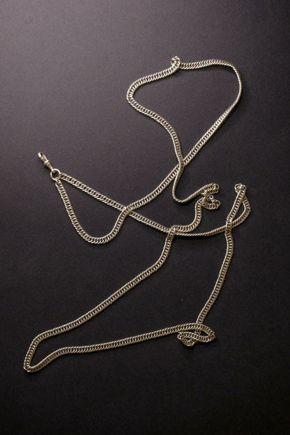 Antique Silver Long Guard Chain Necklace