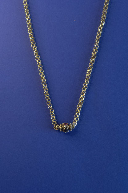 Georgian 15ct Gold Corded-Link Chain with Garnet Barrel Clasp