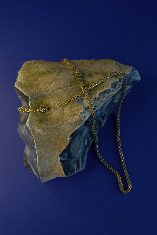 Georgian 15ct Gold Corded-Link Chain with Garnet Barrel Clasp