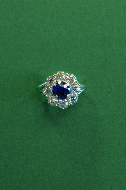 Sapphire & Diamond Cluster Ring