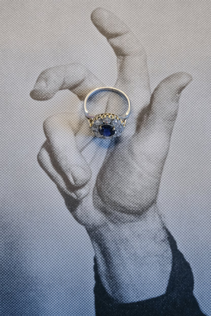 Sapphire & Diamond Cluster Ring